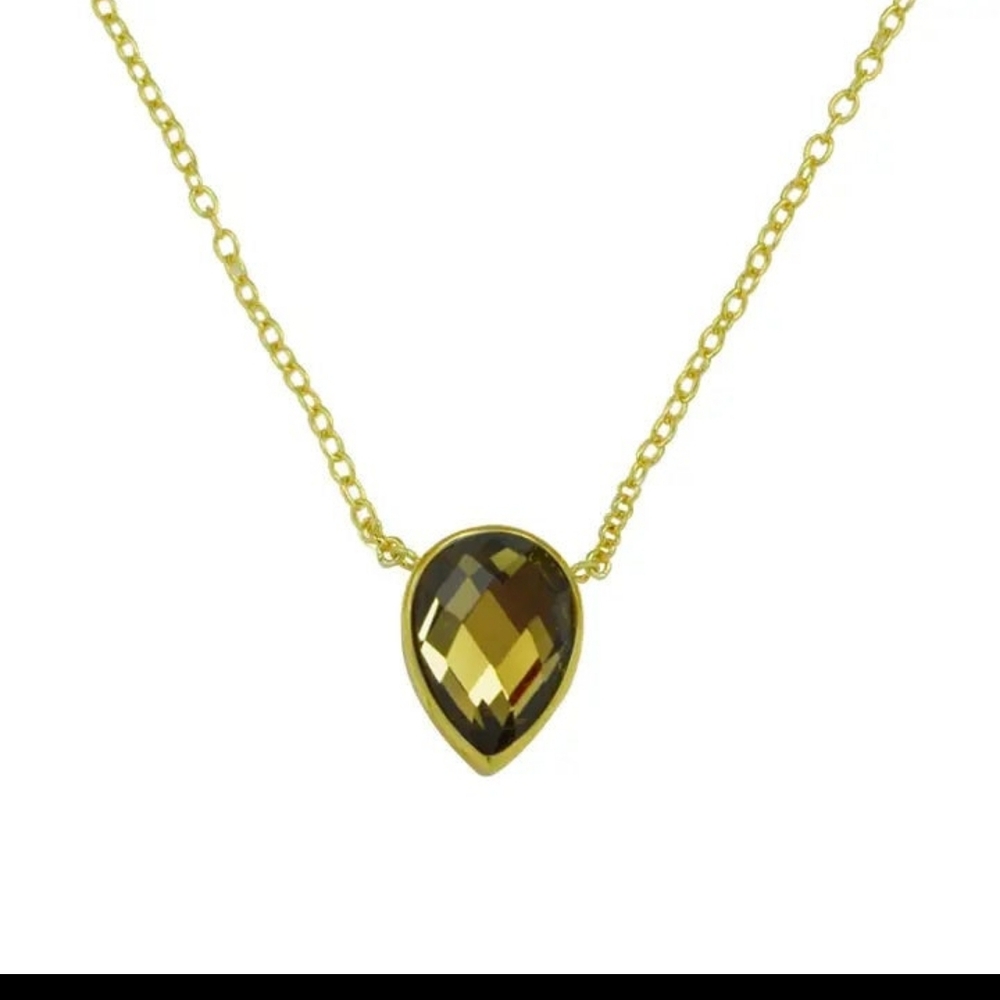 Betty Carre Elegant Gold And Brown Teardrop Pendant Necklace
